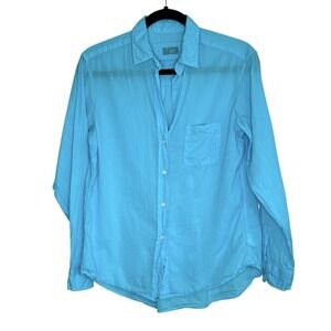 Grayson Frank & Eileen The Hero Shirt 01 XS Blue Cotton Minimalist Classic Turq‎